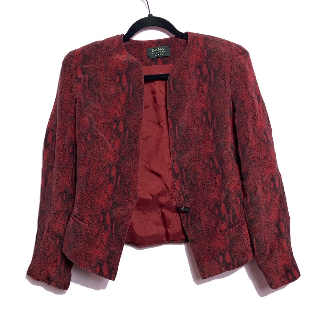 Dana Buchman Red Snake Print Blazer Size 2 Small